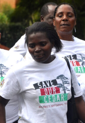 Group of women wearing Save Our Cedar t-shirts