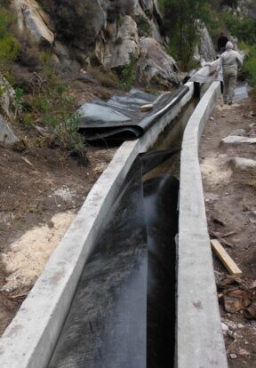 The Cape Critical Rivers project religned the canal drawing water from the Huis River with concrete to minimize water loss