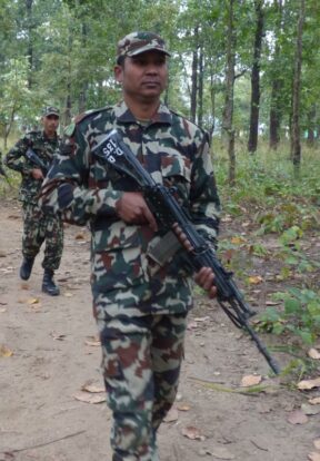 A joint team of DNPWC and Nepal army unit in patrolling