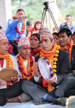 Engaged Local Community singing songs about Tiger Conservation